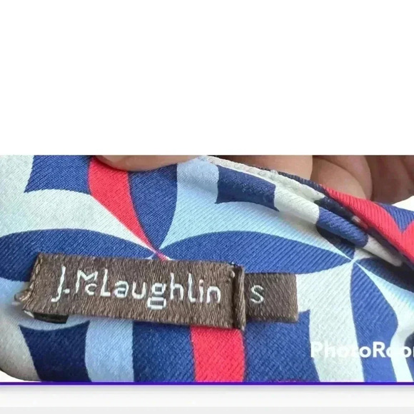 J. McLaughlin Sophia geometric Wellington Dress Small Blue Red Catalina … - Picture 2 of 5